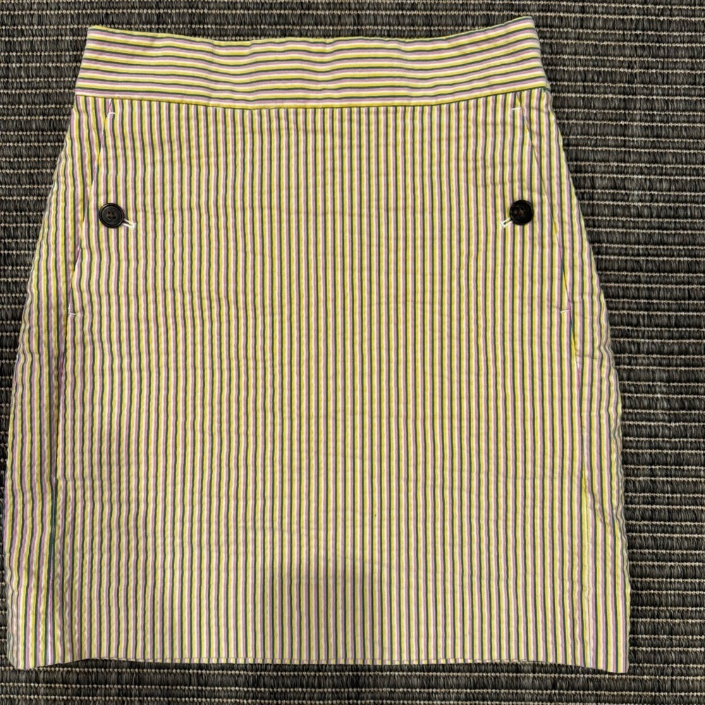 J. Crew Tan and White Mini Pencil Skirt